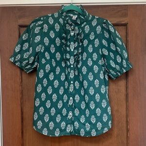 J.Crew Green Floral Top, S